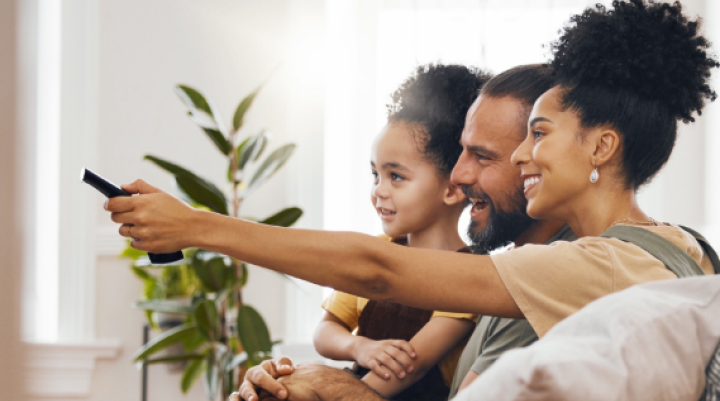 family watching tv